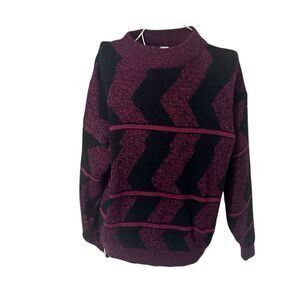 RARE Vintage 90s WEEKEND GEAR Ski Unique Color Block Sweater Red & Black Sz- LG